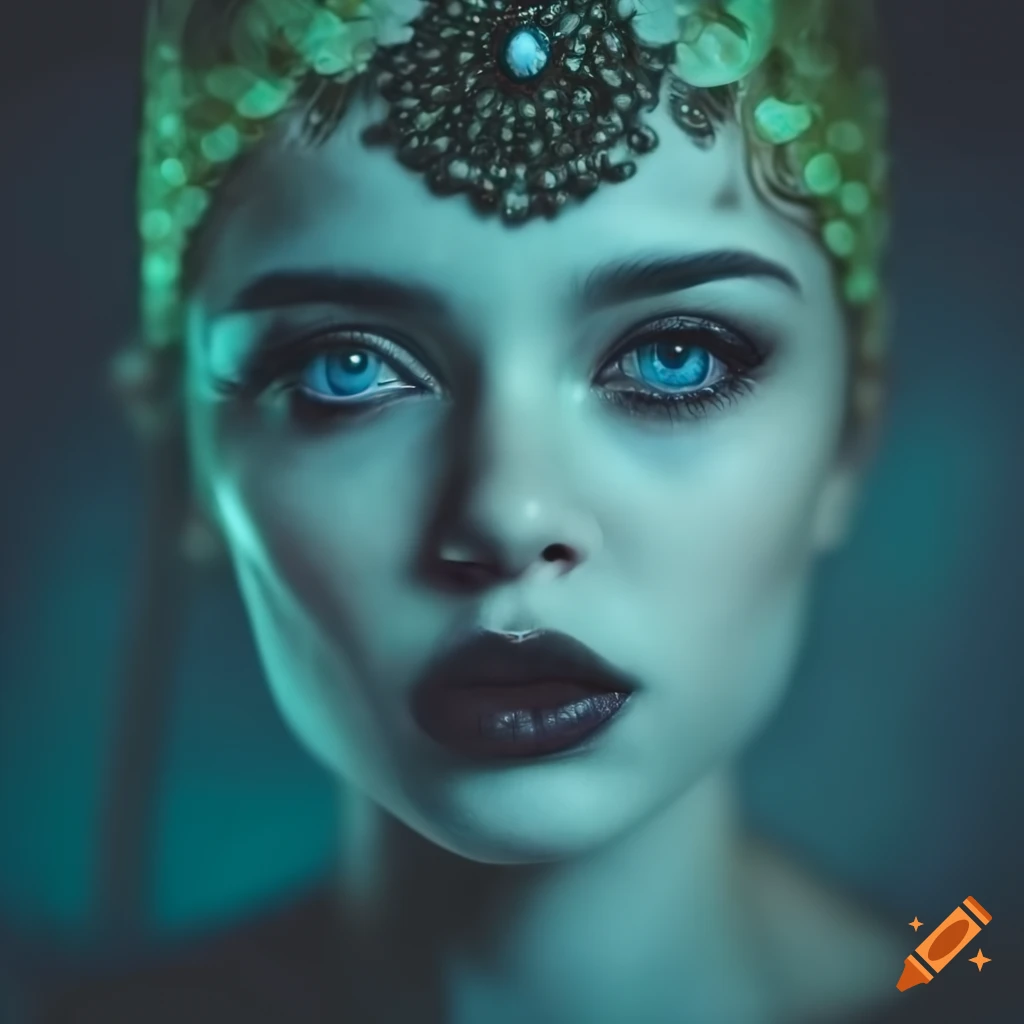 Closeup of stunning blue green eyes on Craiyon