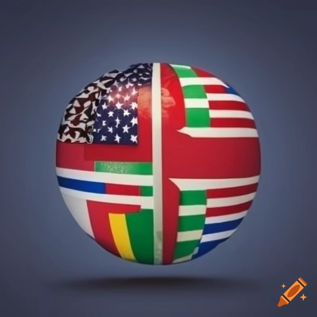 Global politics with country flags in the background
