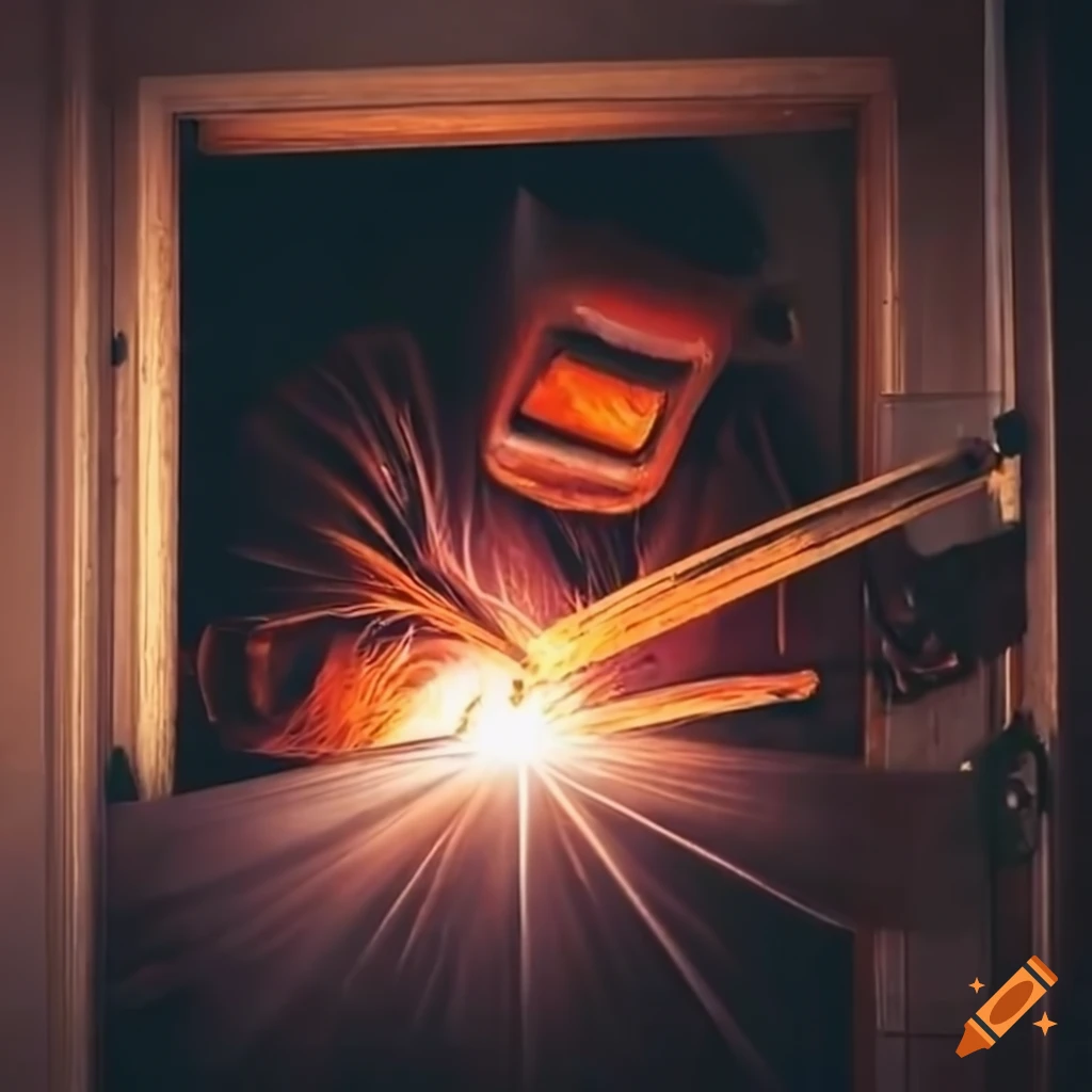 Stick welding on a door