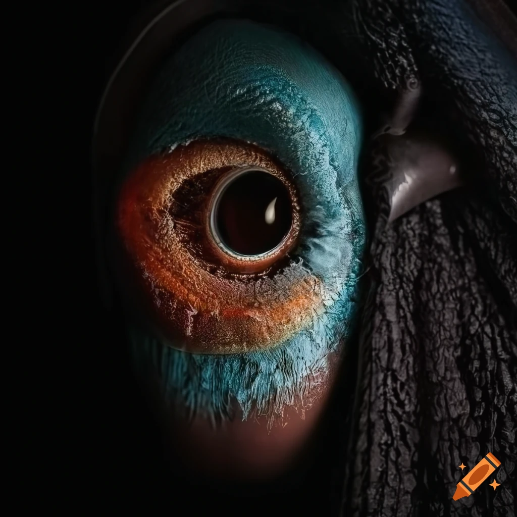 Highdefinition closeup mask photography from above showcasing detailed textures and colors on