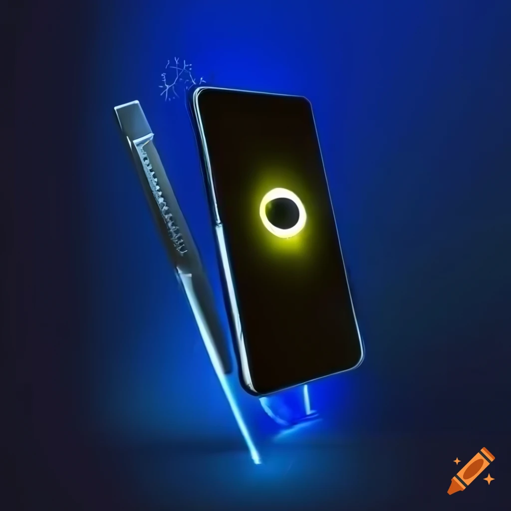 Tablet and smartphone with digital marketing software on the screens in a bold neon design