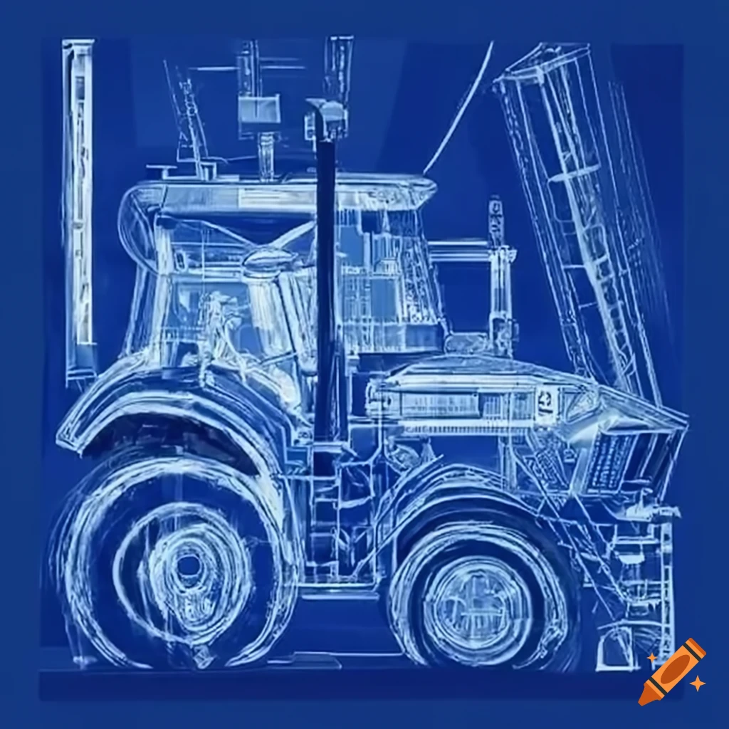 Sleek blueprint with a proudly displayed tractor
