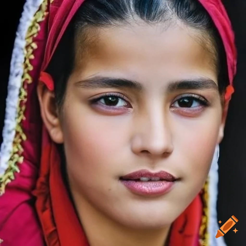 Young Algerian woman with extravagant attitude facing the camera on Craiyon