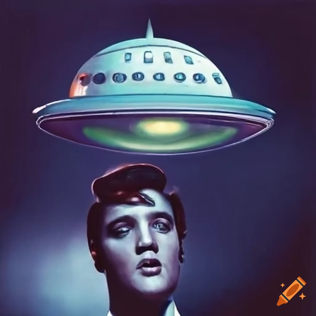 Elvis presley in a flying saucer on Craiyon