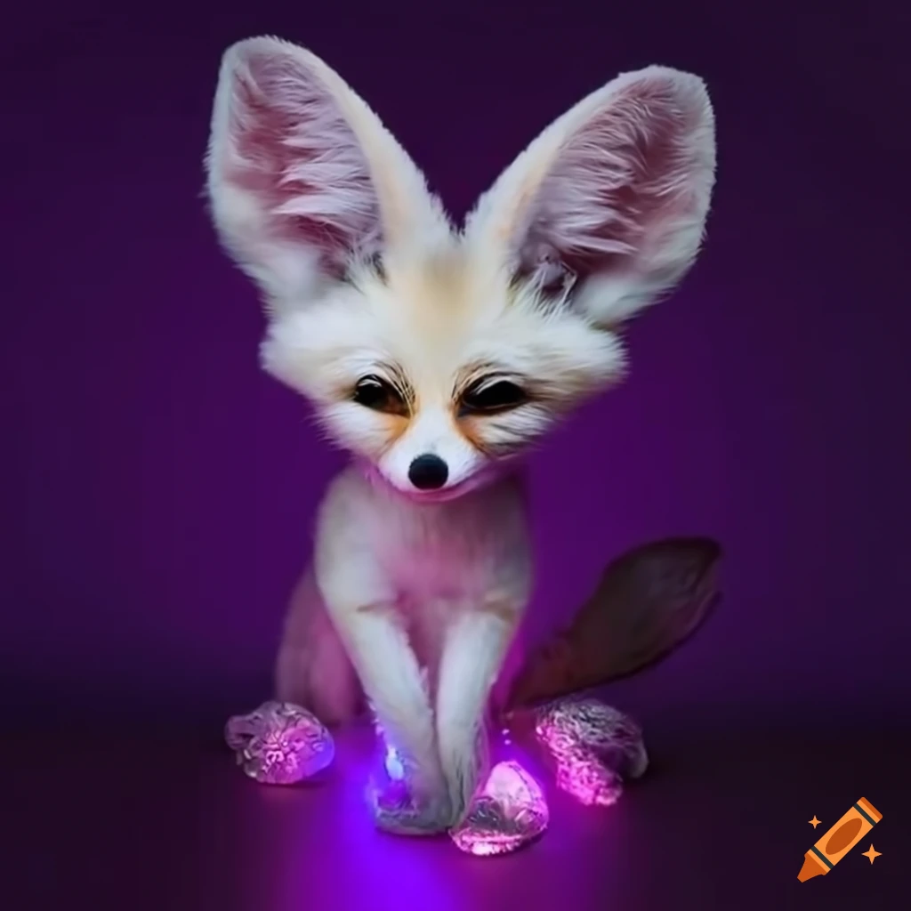 Christmas fennec fox wrapped in purple lights with a festive attitude
