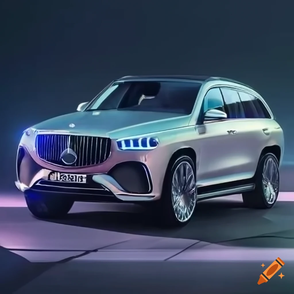 Sleek suv with holographic lighting and mercedes maybach rear end on