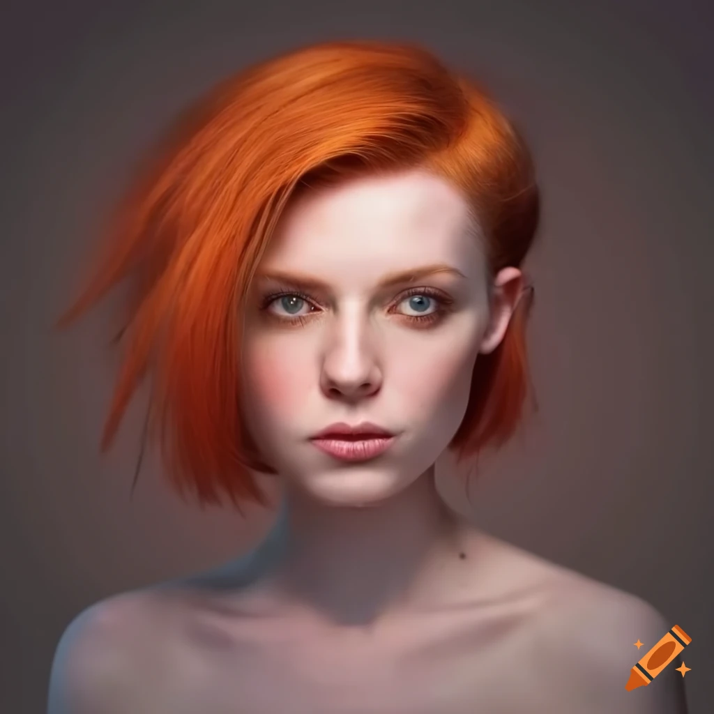 Redhead woman with short hair on Craiyon
