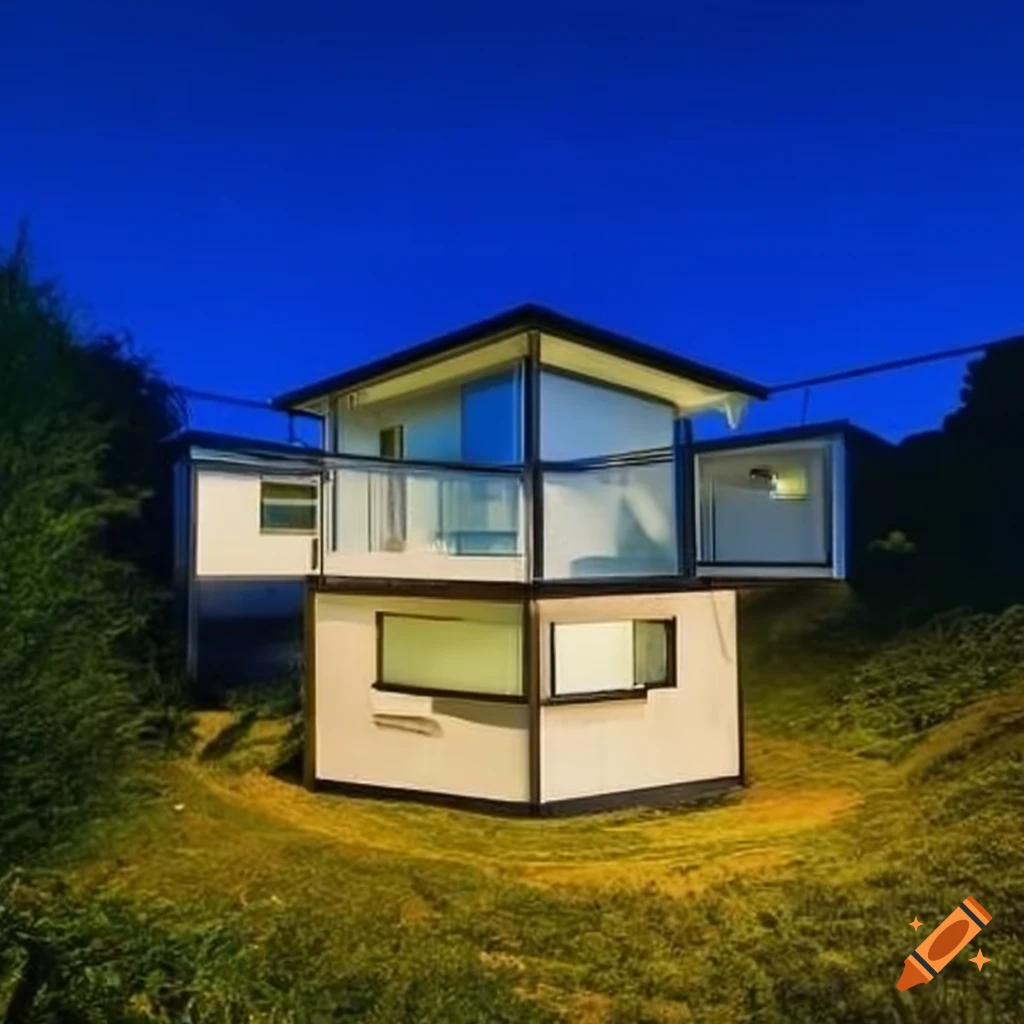 Modern Bauhaus home on a rocky hill by the seaside