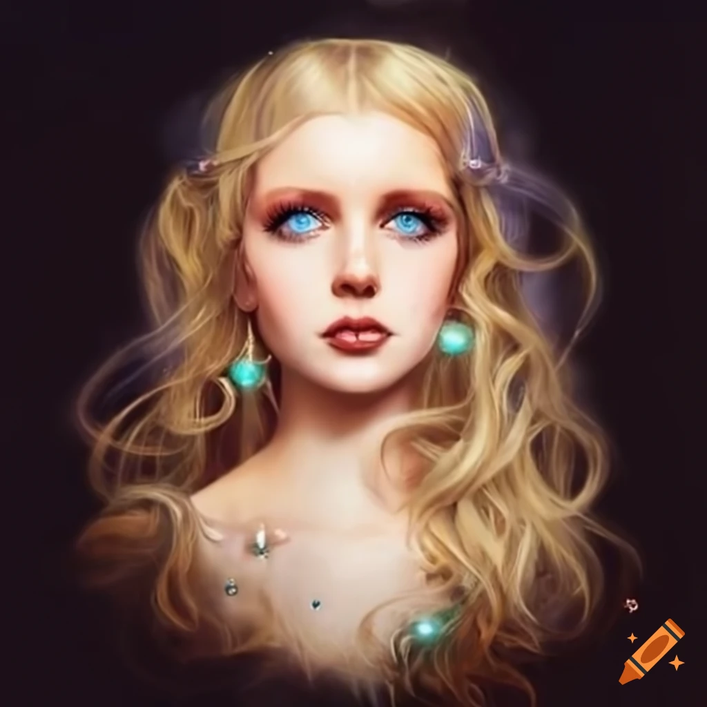 Blond goddess constellation with blue eyes