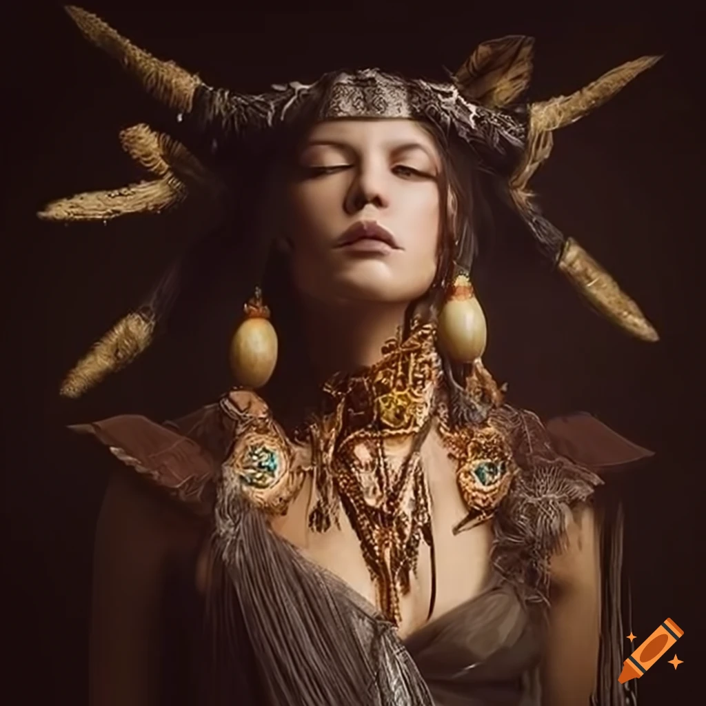 Hd female shaman with spear on Craiyon