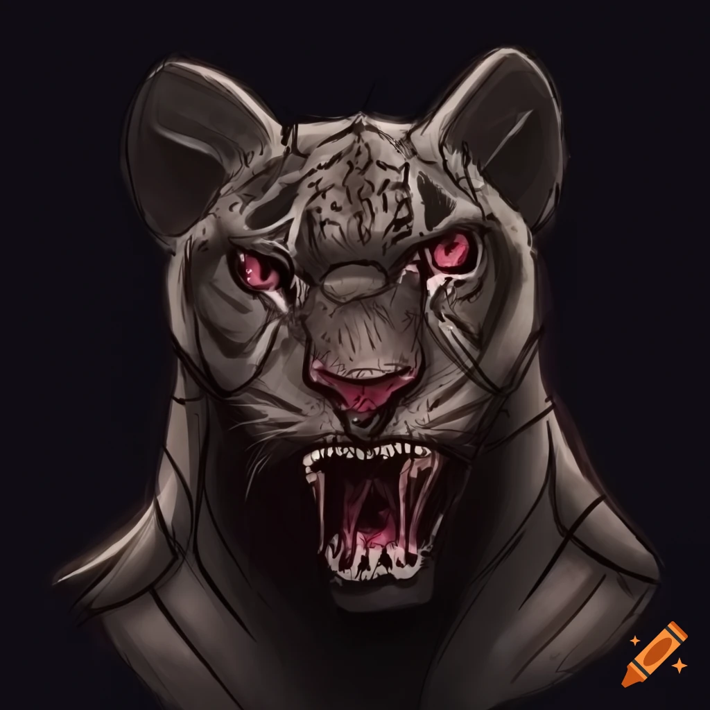 Sketch art of a fierce and powerful panther-thylacoleo mix