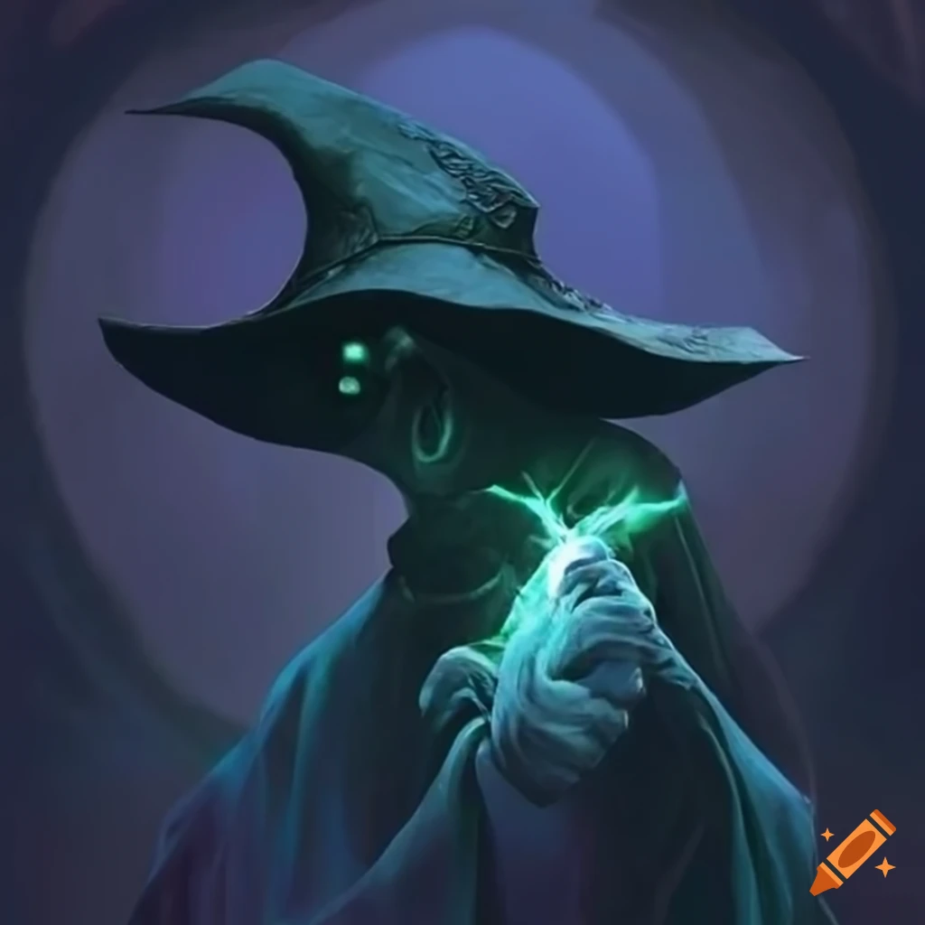 Mysterious sorcerer with wide brimmed hat