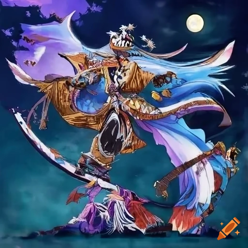 Ukiyo-e luxury sun and moon gear fusion scarecrow