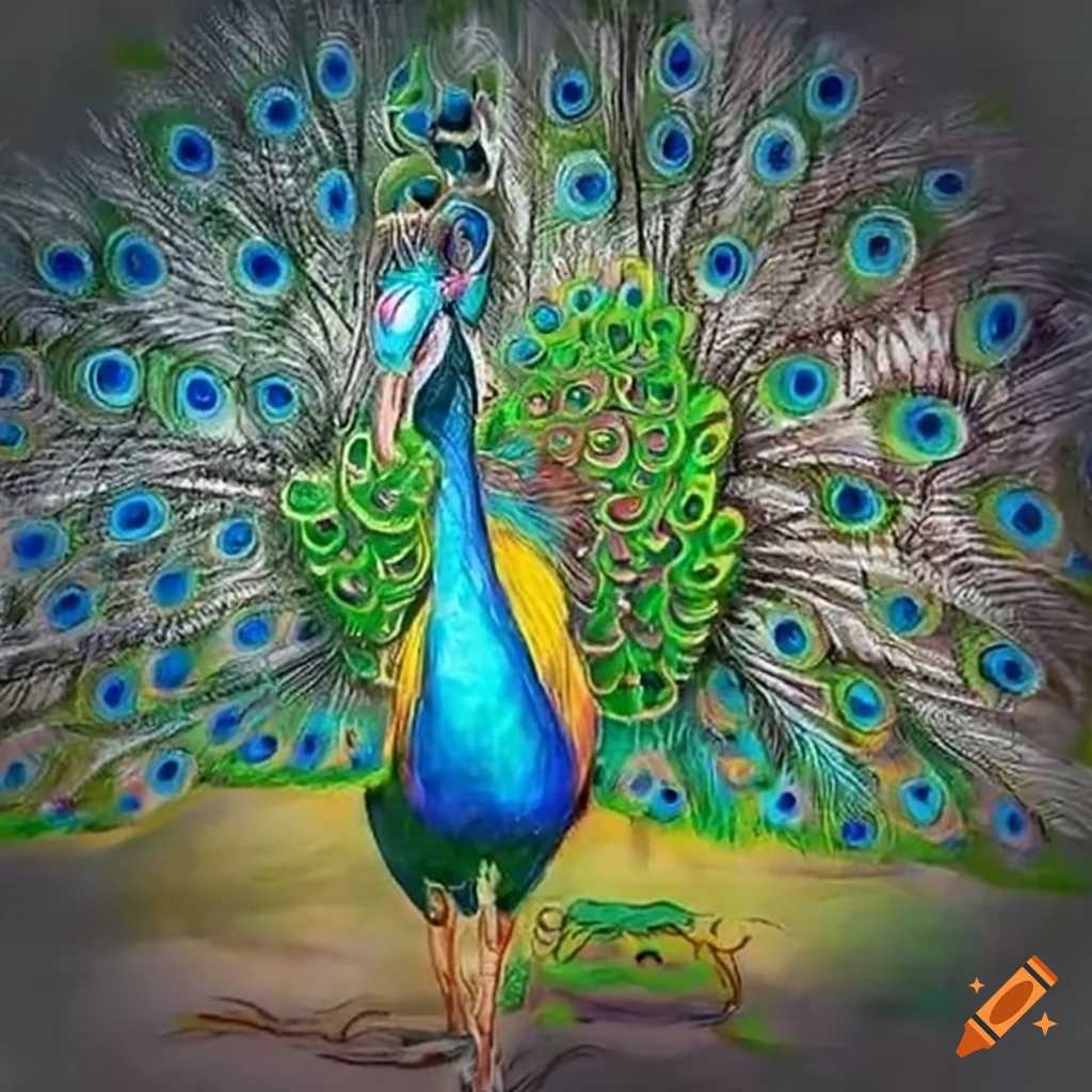 Peacock walking in nature to bring goddess lakshmi home on Craiyon