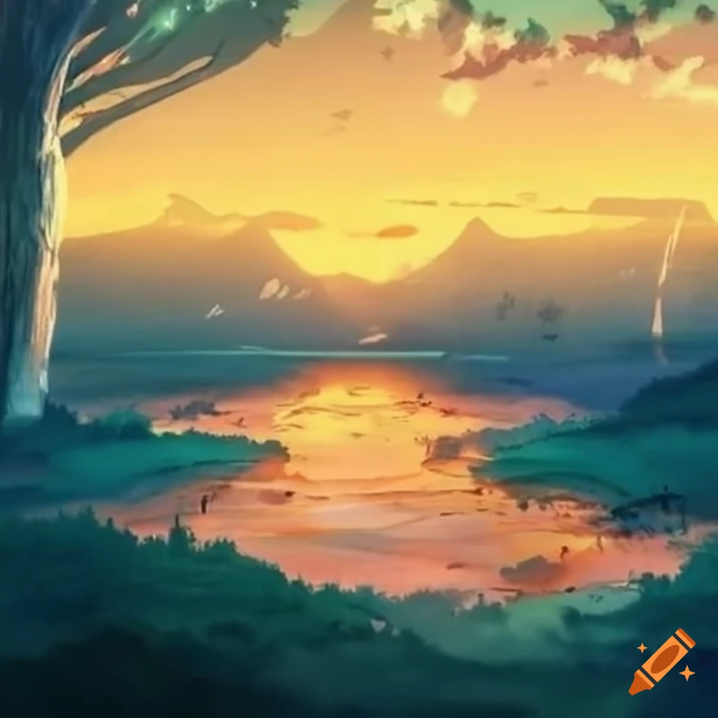 Serene landscape with radiant light
