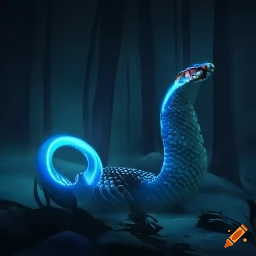 Glowing snake in a winter apocalypse on Craiyon