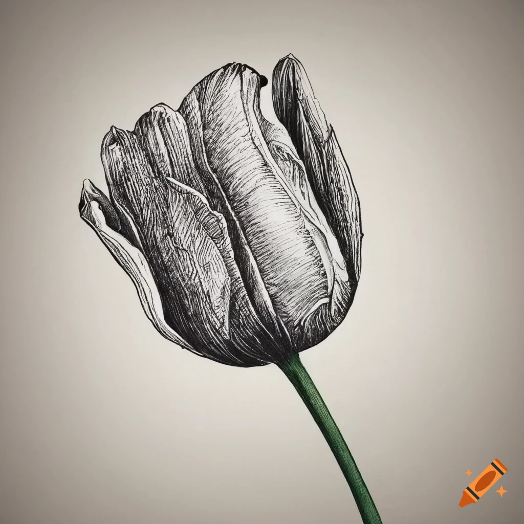 How To Draw A Tulip Flower Step By Step: Pencil Sketch Tulip Flower Drawing  - YouTube