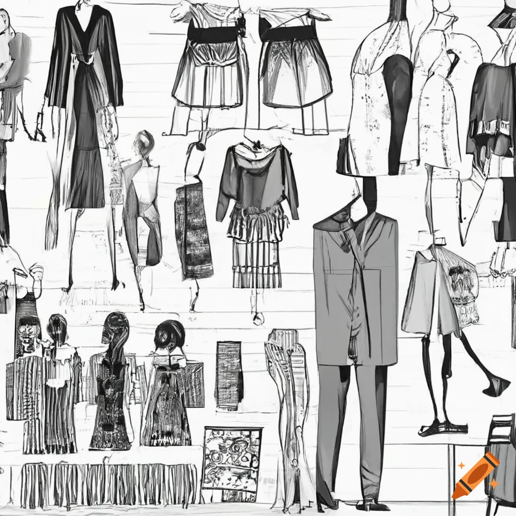 Fashion designs and technical drawings in multiple collections on Craiyon
