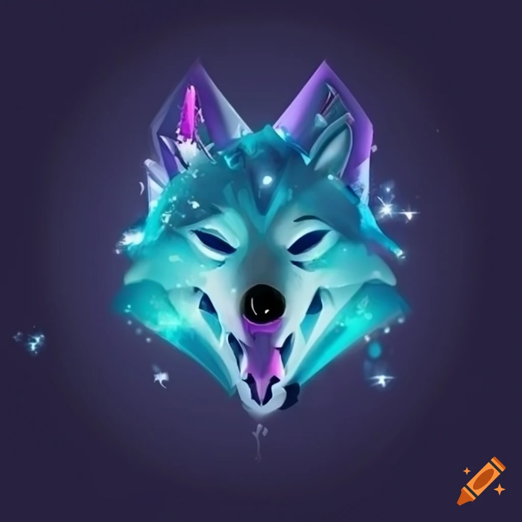 Minimalist anime wolf mask with crystal ice effect on Craiyon