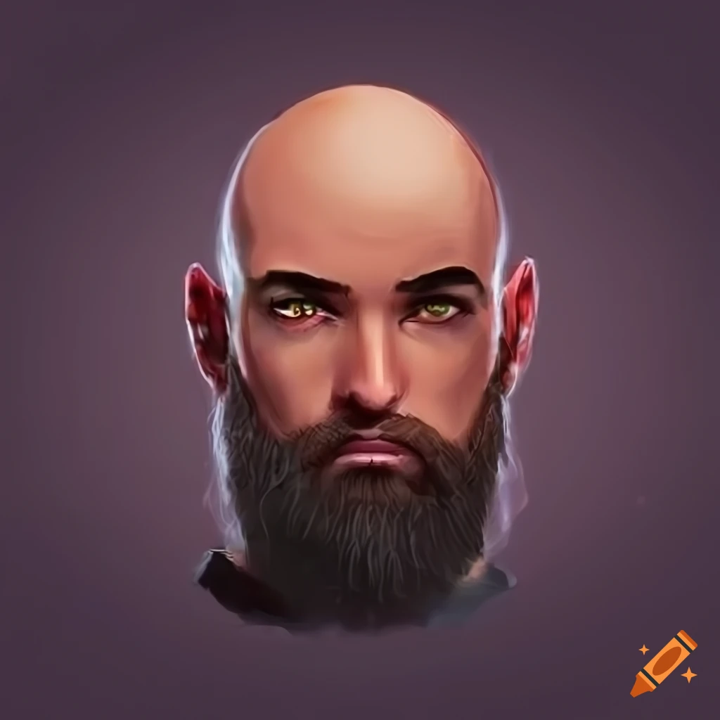 Bald and bearded male profile picture for gaming