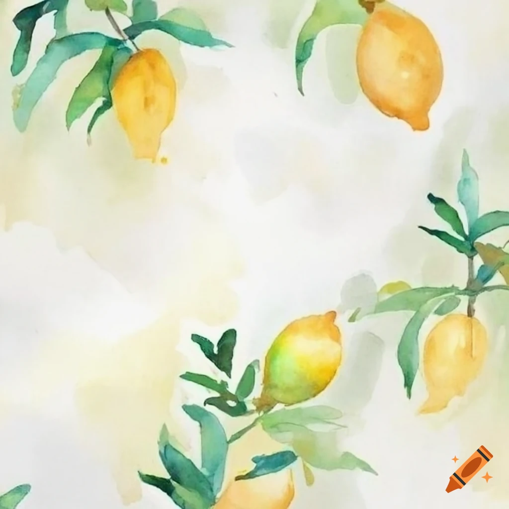 White background with lemon trees, ideal for invitations