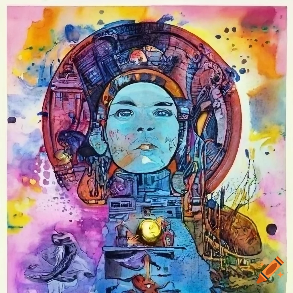 Dream logic and transcendental mysticism depicted in ink and watercolor