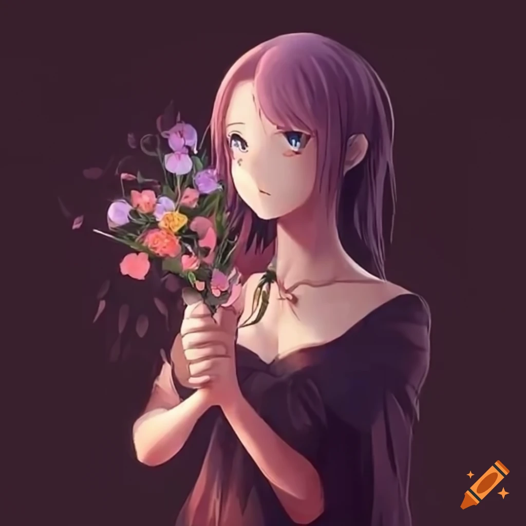 Person holding a bouquet of flowers representing different emotions and