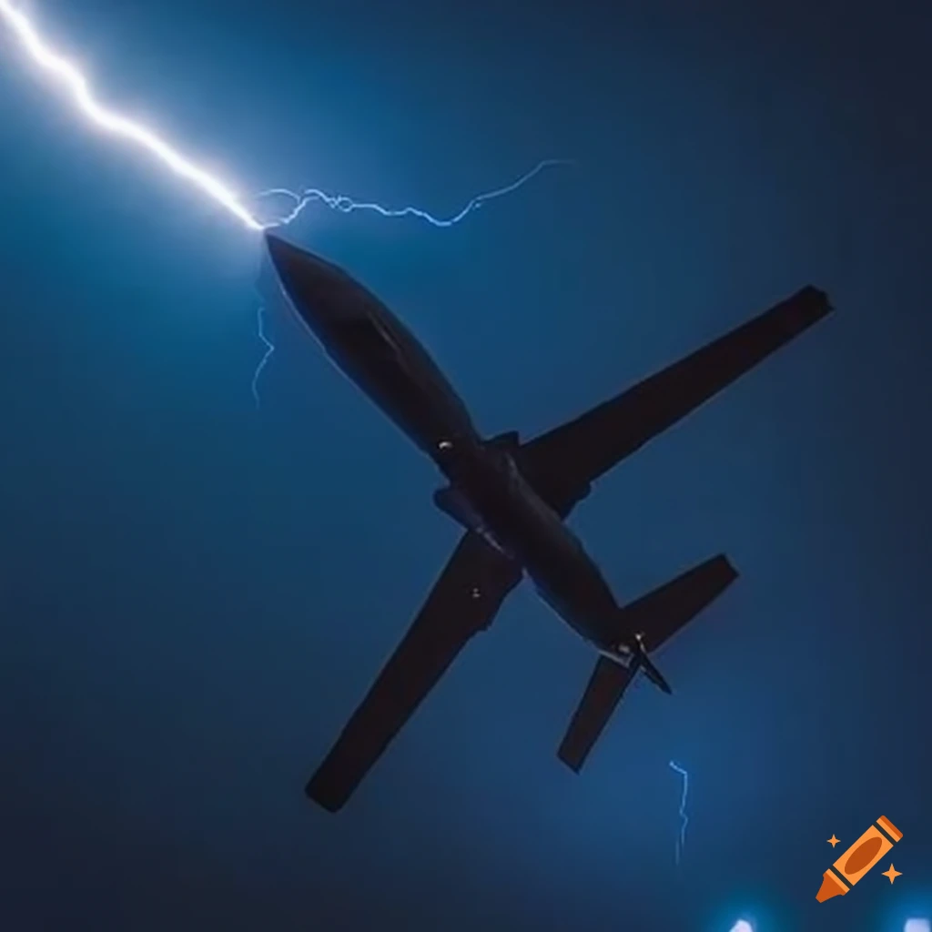 Airplane struck by lightning and plummeting down