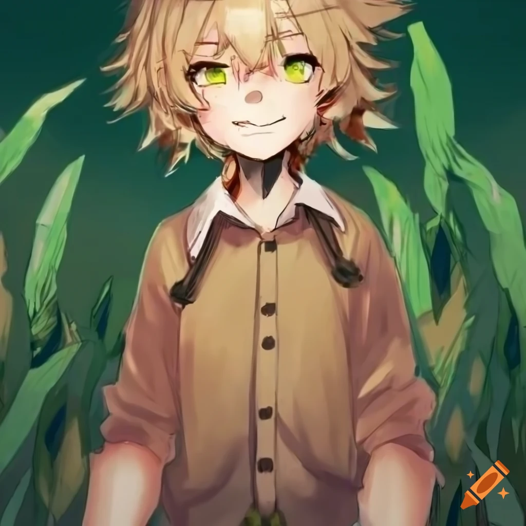 Scarecrow child VTuber in a cornfield sketch