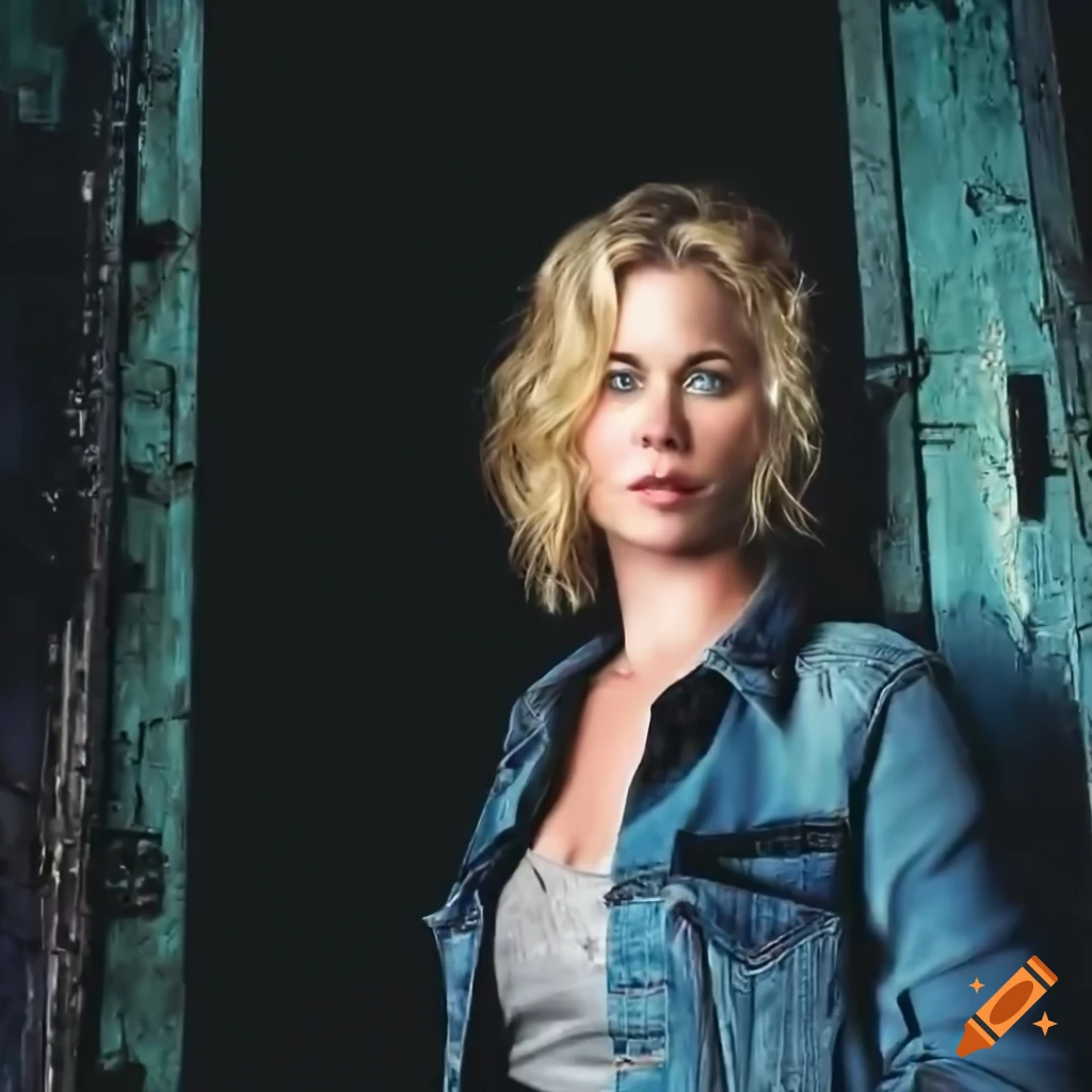 Actress christina applegate look-alike in denim jacket and leather ...
