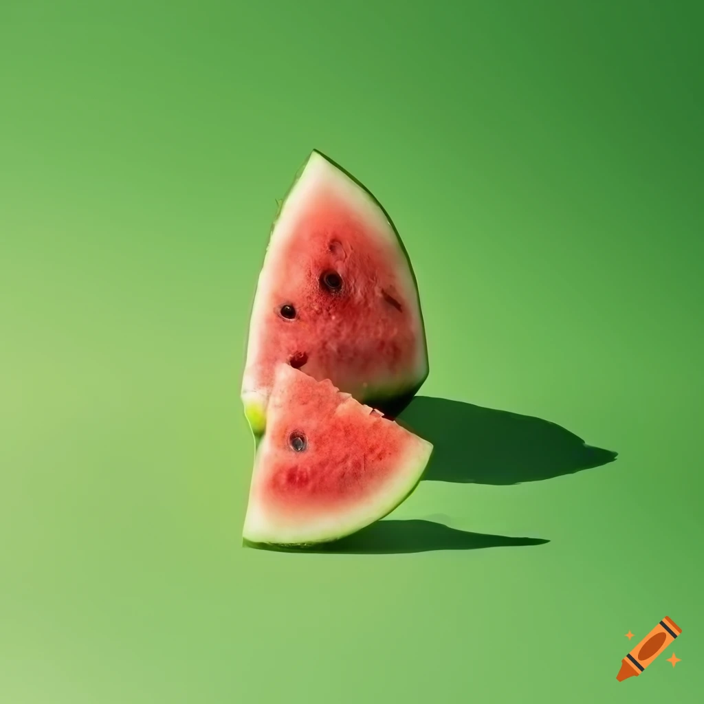 Studio photography of watermelon slices and prickly pears on pastel lime green background