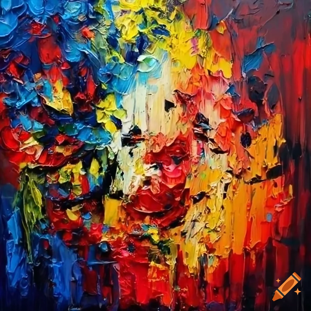 Palette knife painting of a moshi on Craiyon