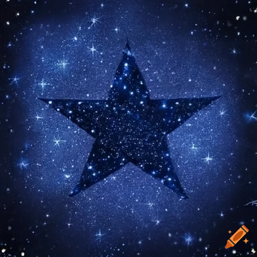 Navy blue transparent star shape with glitter inside