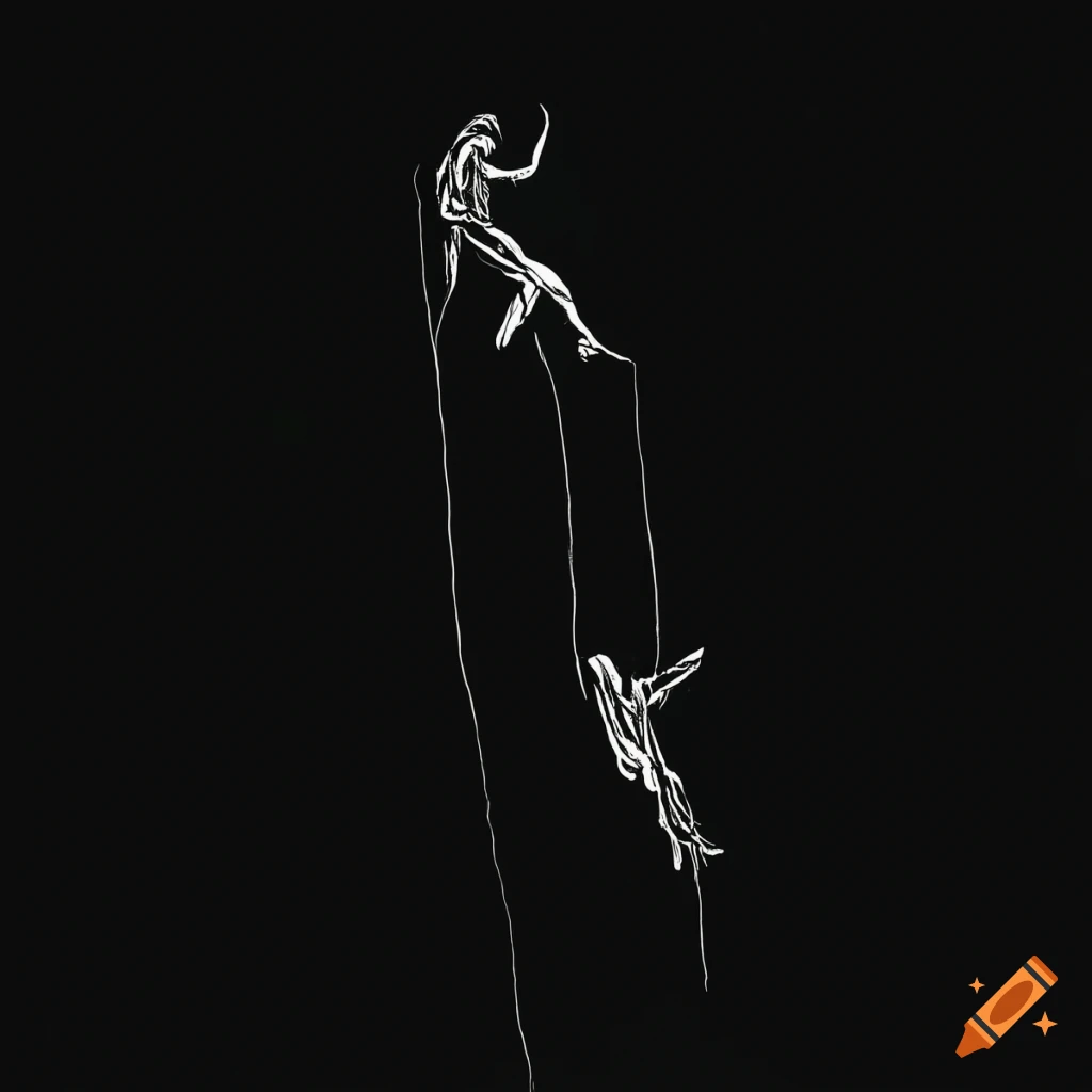 Sketch of rock climbers on a steep wall