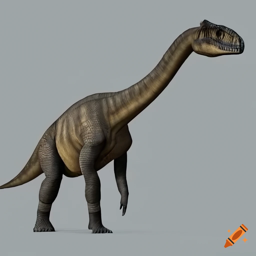 Photorealistic Hadrosaurus dinosaur with intricate striped color pattern and detailed scaly skin texture
