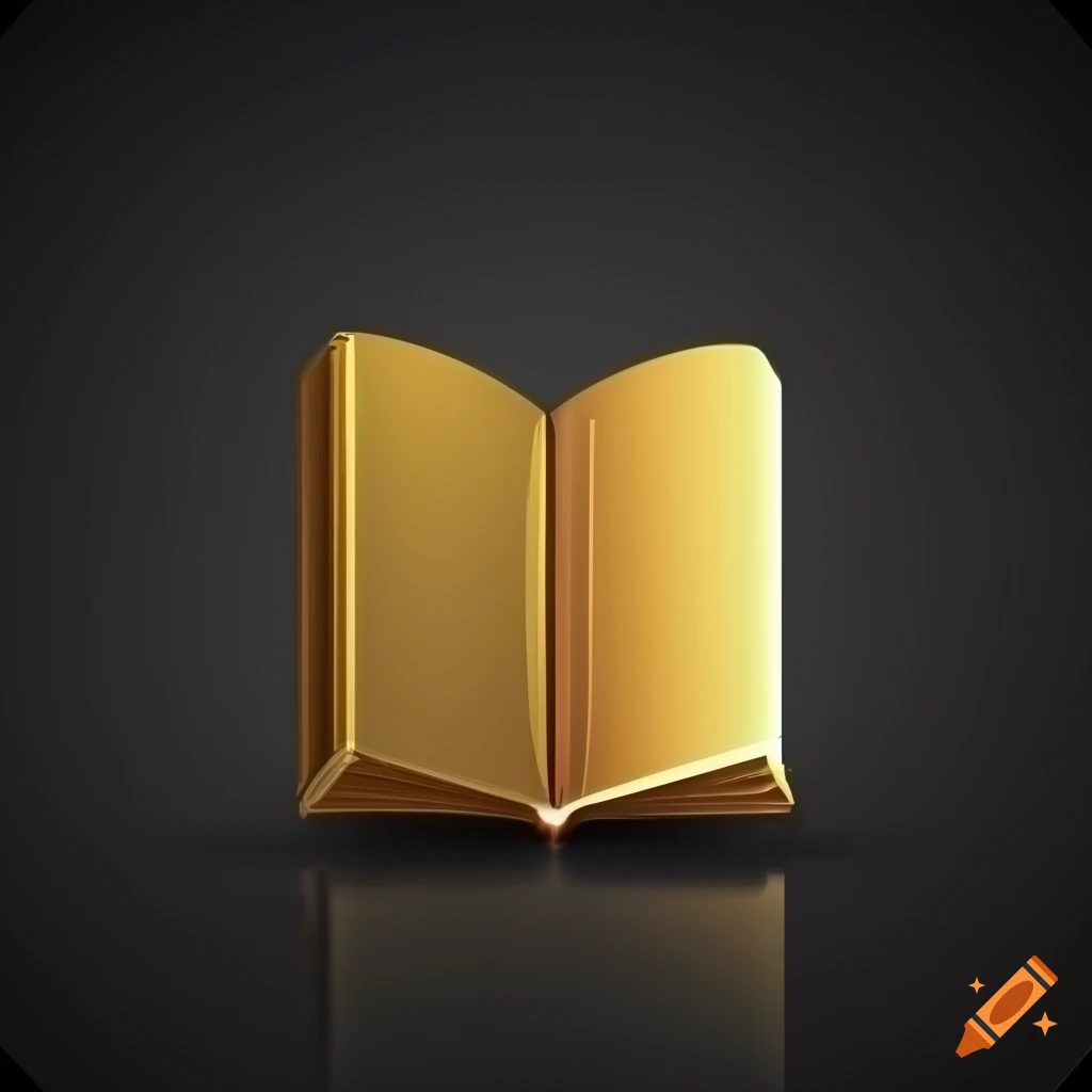 Gold book icon on black background on Craiyon