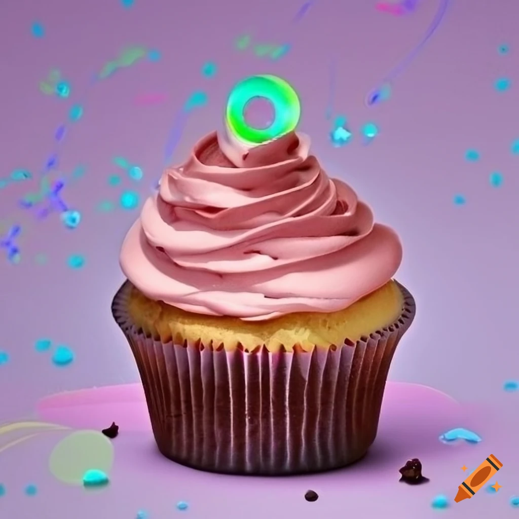 Five cupcakes with CD background