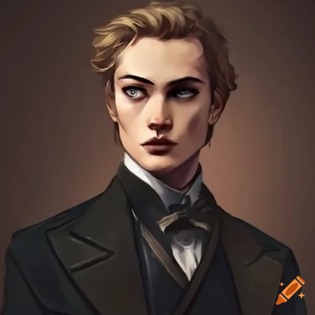 Portrait of a handsome man with an enigmatic expression on Craiyon
