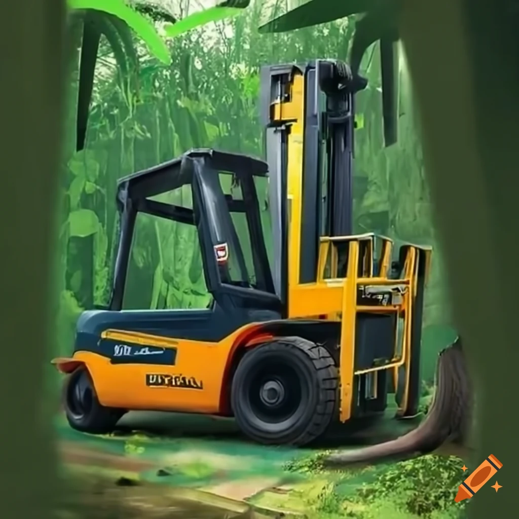 Jungheinrich forklift in a jungle setting on Craiyon