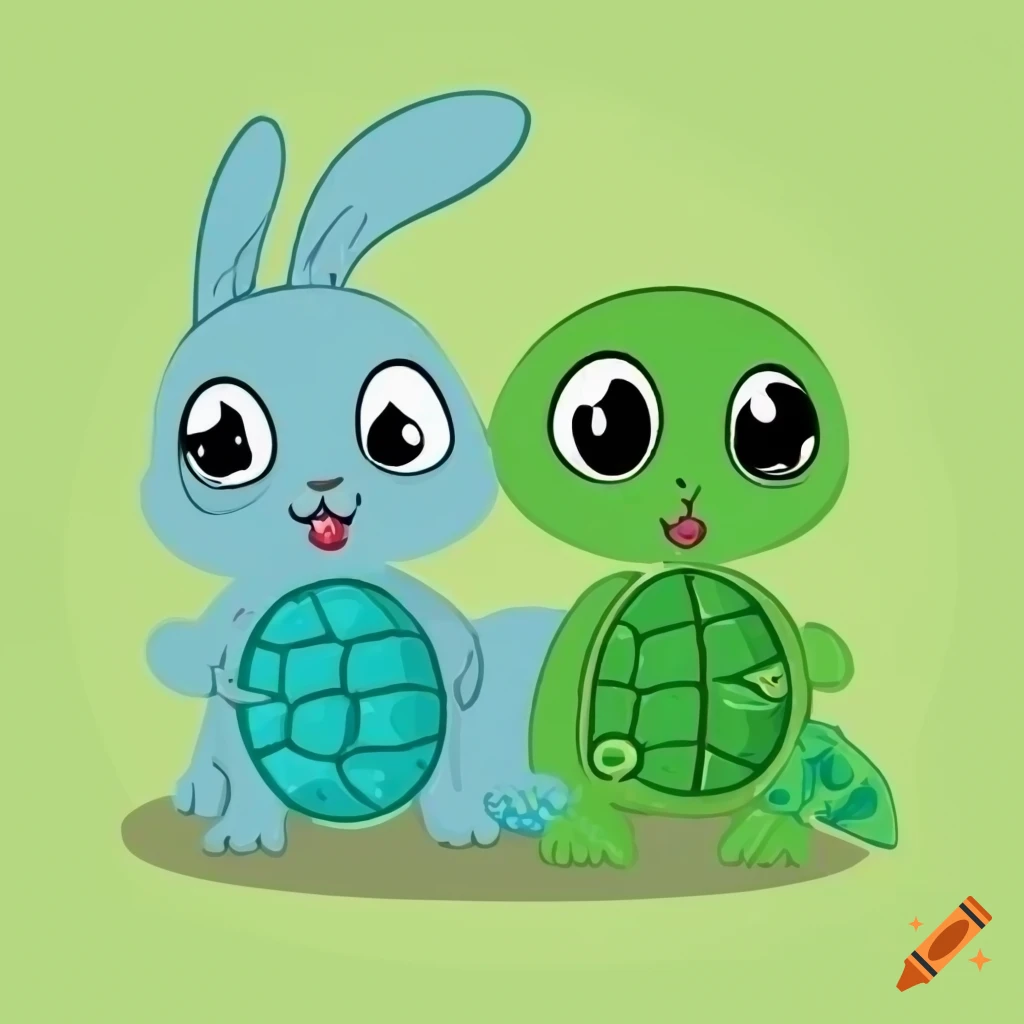 Cute mint lime blueberry bunnies and turtles in vector art