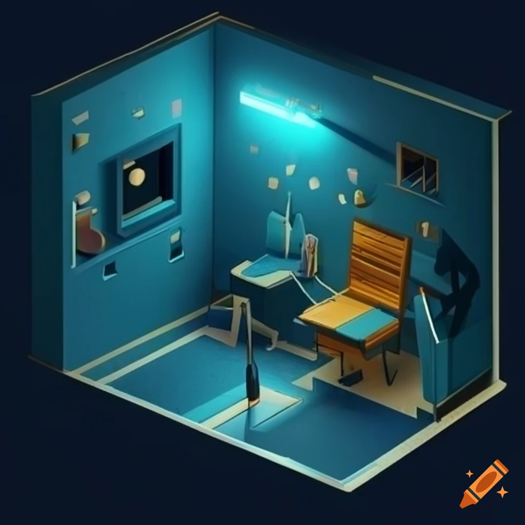 Isometric room on Craiyon