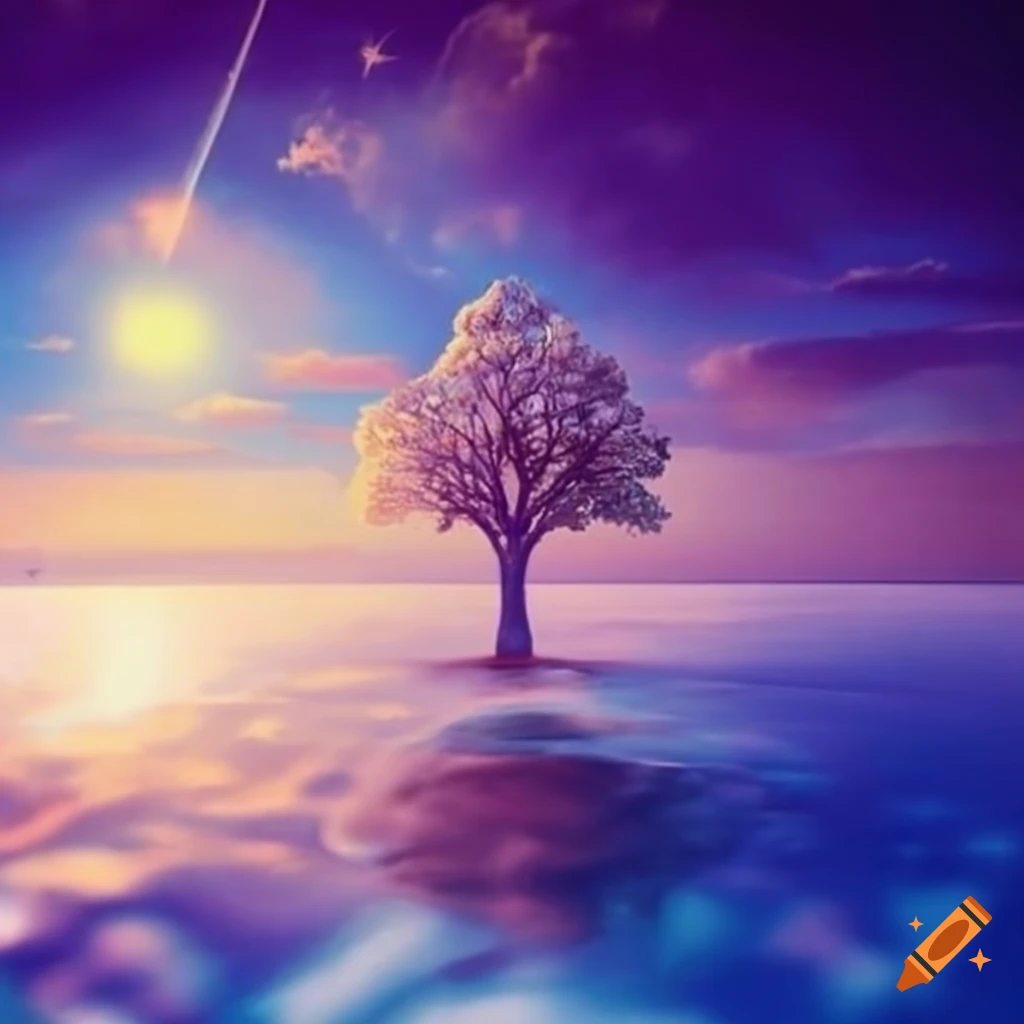 Illustration depicting heaven with bright light and clouds