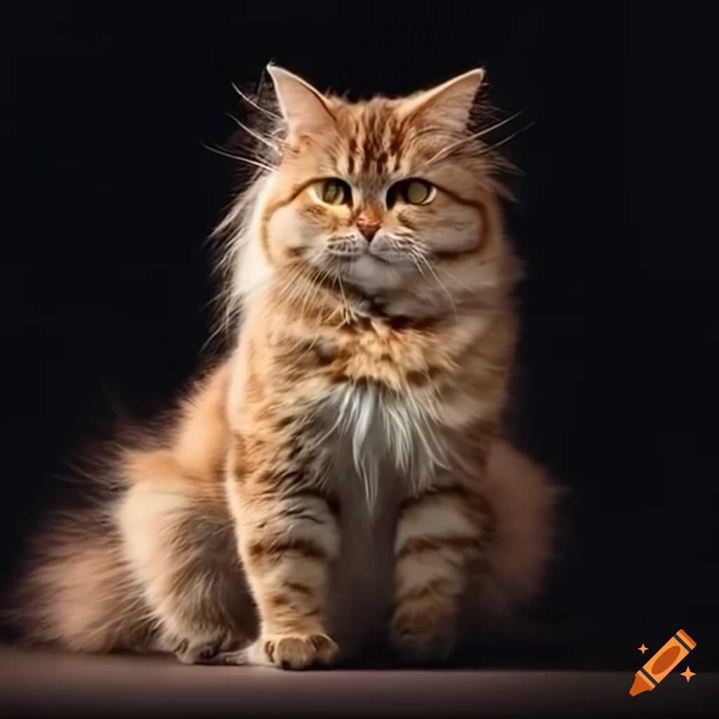 Fluffy female cat with a shaved tail in space on Craiyon