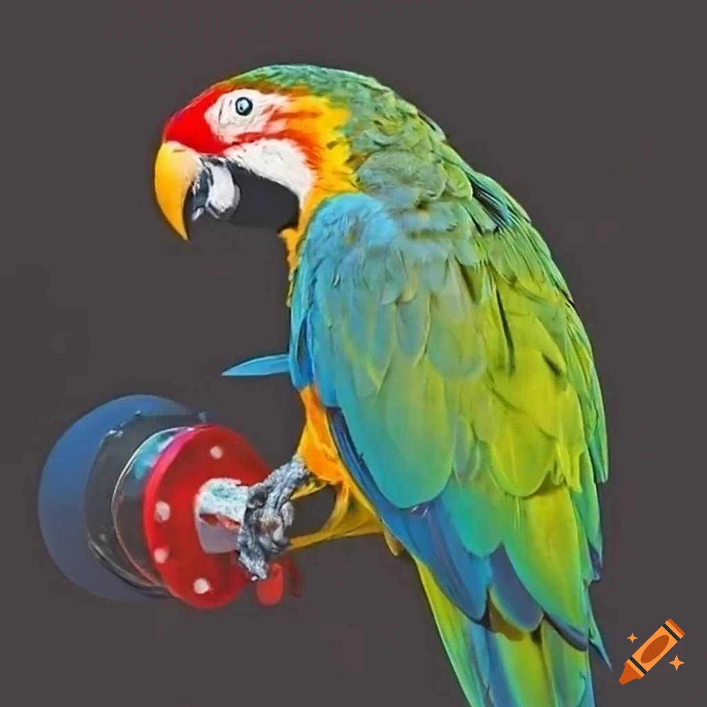 Parrot next to an angle grinder on Craiyon