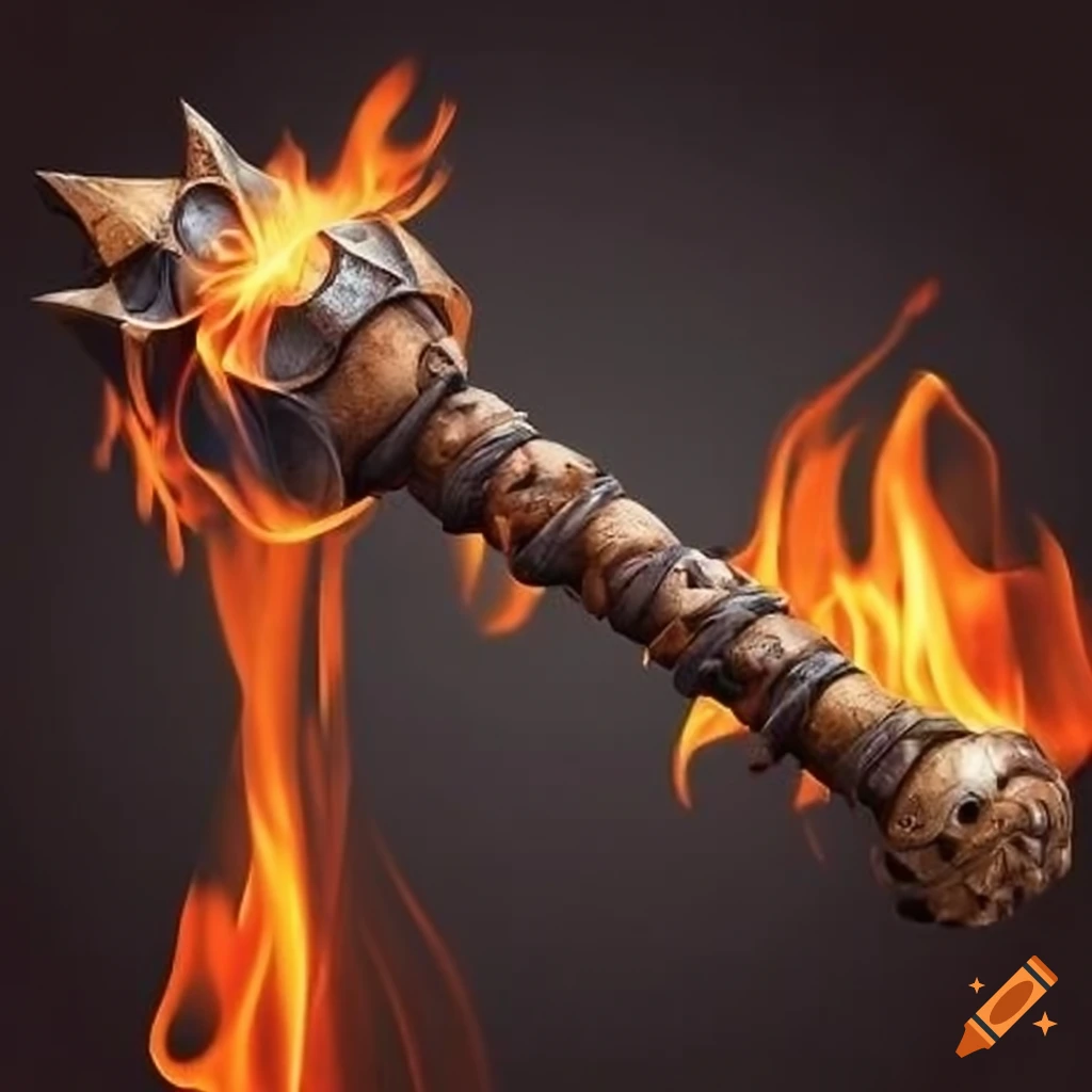 Burning ember mace on Craiyon