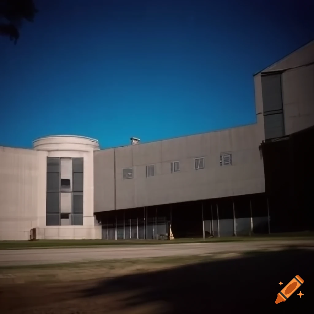 Outside view of an scp foundation facility on craiyon