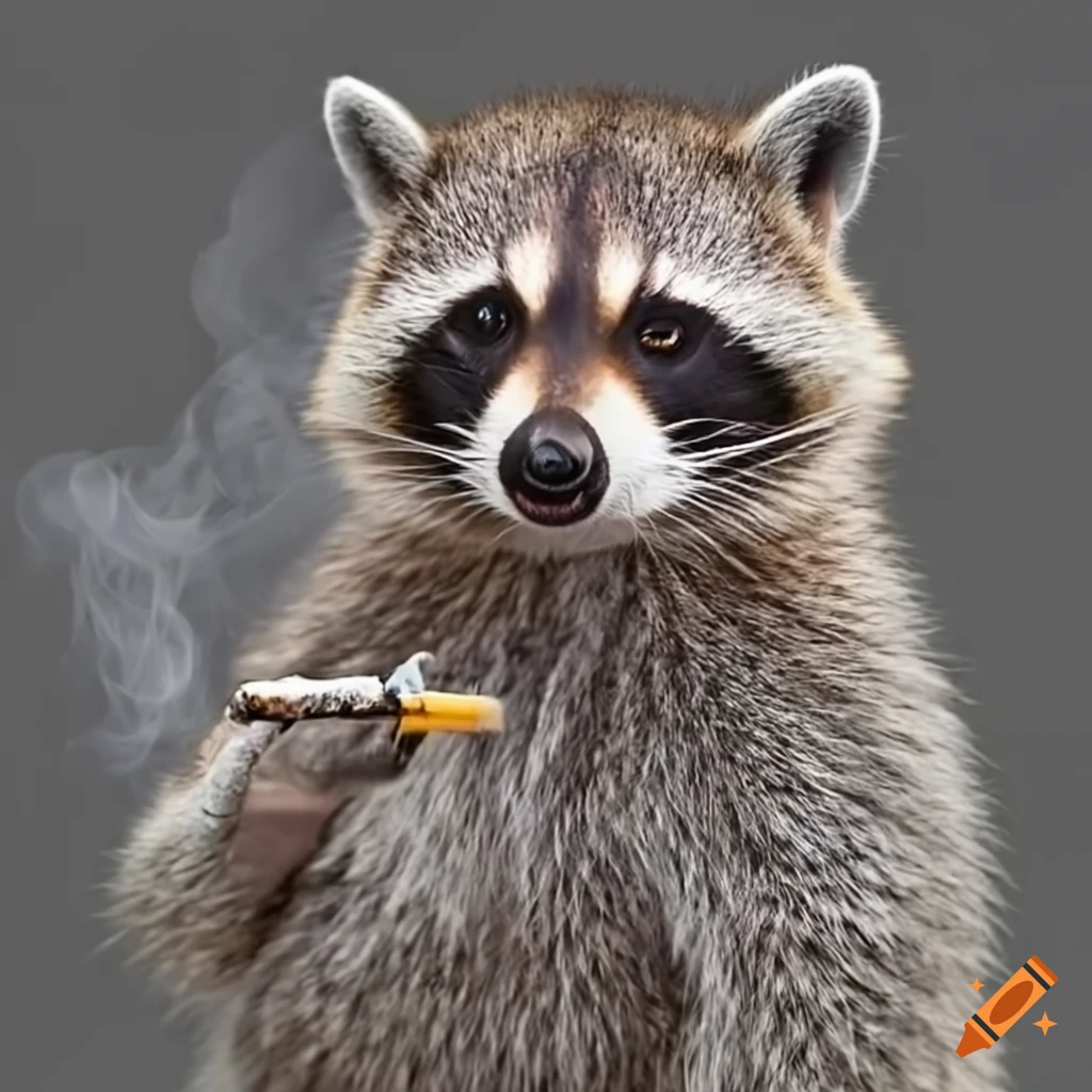 Raccoon with a cigarette