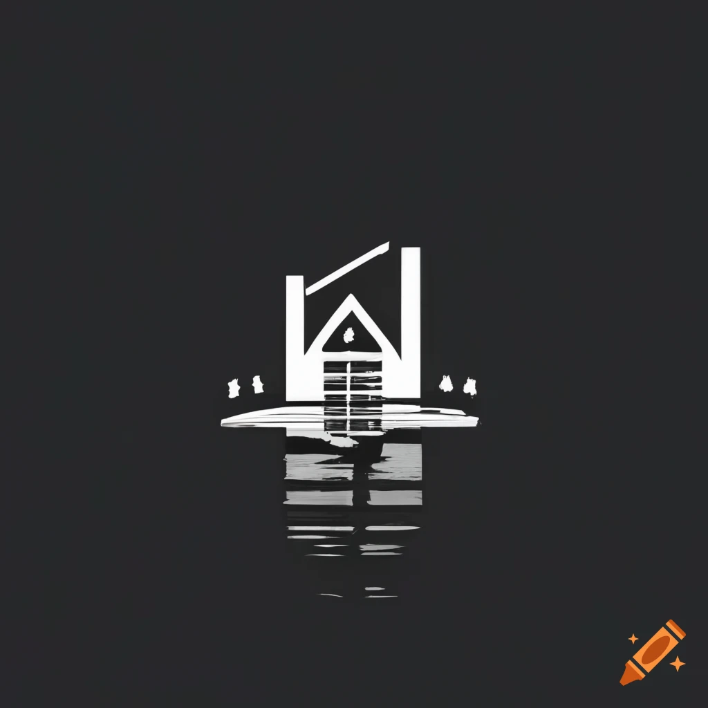 Minimalistic black and white lakefront realtor logo on Craiyon