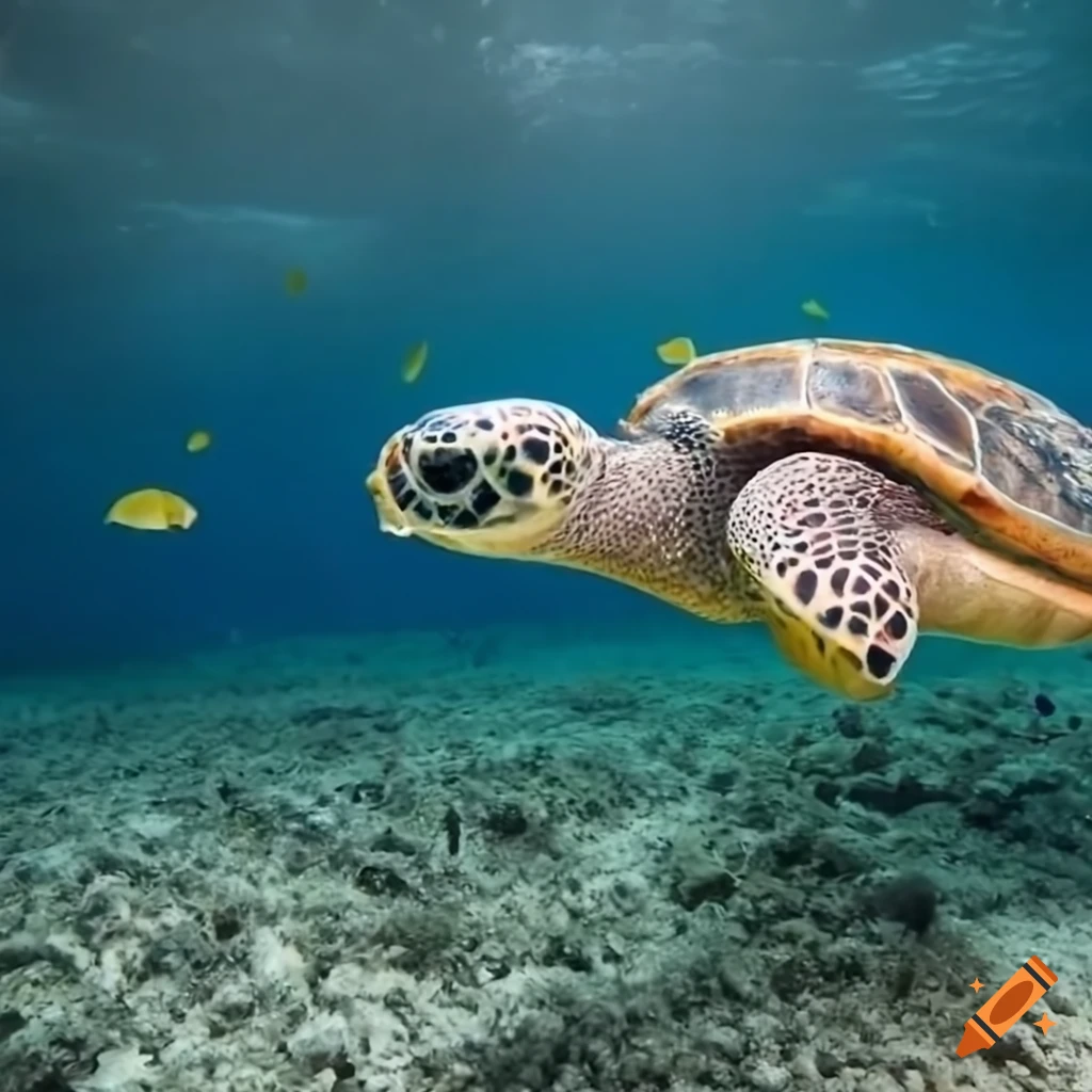 Sea turtle swimming underwater in the Maldives
