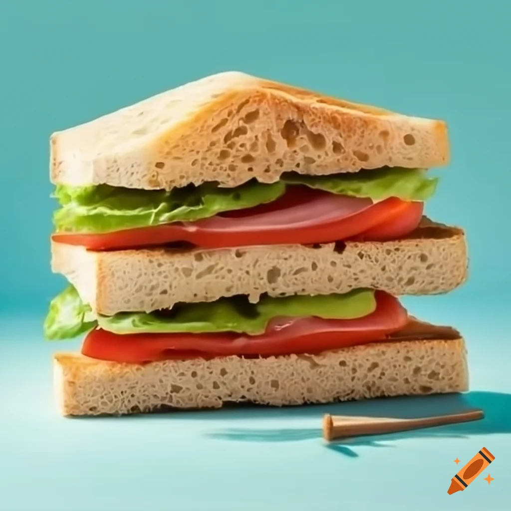 Yummy sandwich with lettuce, tomatoes, cheese, ham, and bologna